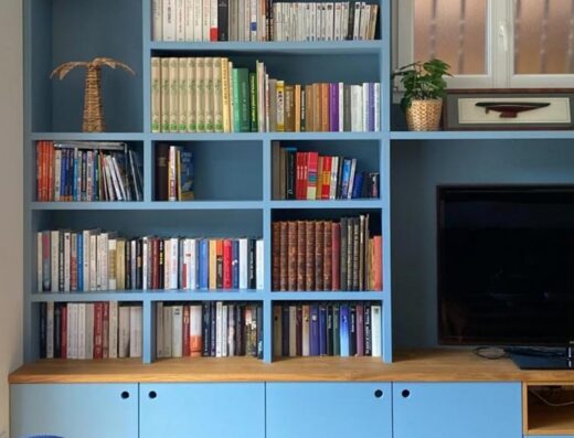 bibliothèque et meuble tv sur mesure en bois
